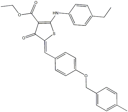 ethyl 2-(4-ethylanilino)-5-{4-[(4-methylbenzyl)oxy]benzylidene}-4-oxo-4,5-dihydro-3-thiophenecarboxylate Struktur