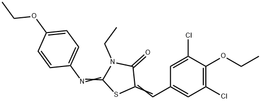 5-(3,5-dichloro-4-ethoxybenzylidene)-2-[(4-ethoxyphenyl)imino]-3-ethyl-1,3-thiazolidin-4-one Struktur