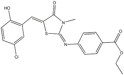 ethyl 4-{[5-(5-chloro-2-hydroxybenzylidene)-3-methyl-4-oxo-1,3-thiazolidin-2-ylidene]amino}benzoate Struktur