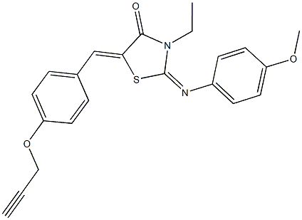 3-ethyl-2-[(4-methoxyphenyl)imino]-5-[4-(2-propynyloxy)benzylidene]-1,3-thiazolidin-4-one Struktur