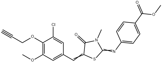 methyl 4-({5-[3-chloro-5-methoxy-4-(2-propynyloxy)benzylidene]-3-methyl-4-oxo-1,3-thiazolidin-2-ylidene}amino)benzoate Struktur