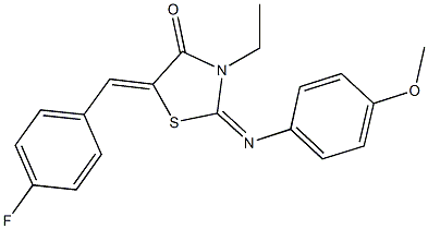 3-ethyl-5-(4-fluorobenzylidene)-2-[(4-methoxyphenyl)imino]-1,3-thiazolidin-4-one Struktur