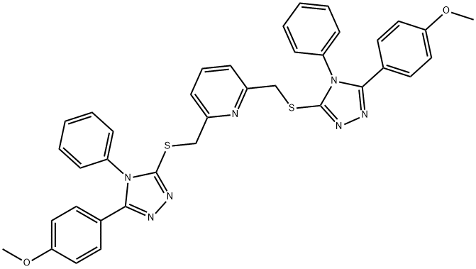 2,6-bis({[5-(4-methoxyphenyl)-4-phenyl-4H-1,2,4-triazol-3-yl]sulfanyl}methyl)pyridine Struktur