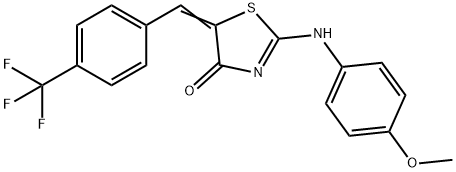 2-[(4-methoxyphenyl)imino]-5-[4-(trifluoromethyl)benzylidene]-1,3-thiazolidin-4-one Struktur