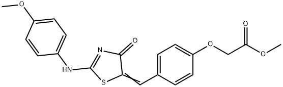 methyl [4-({2-[(4-methoxyphenyl)imino]-4-oxo-1,3-thiazolidin-5-ylidene}methyl)phenoxy]acetate Struktur