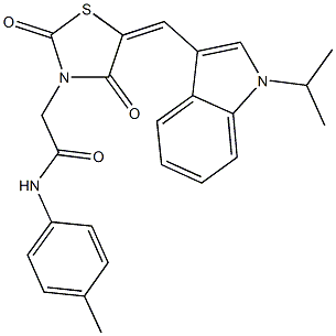 2-{5-[(1-isopropyl-1H-indol-3-yl)methylene]-2,4-dioxo-1,3-thiazolidin-3-yl}-N-(4-methylphenyl)acetamide Struktur