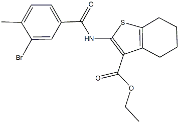 ethyl 2-[(3-bromo-4-methylbenzoyl)amino]-4,5,6,7-tetrahydro-1-benzothiophene-3-carboxylate Struktur