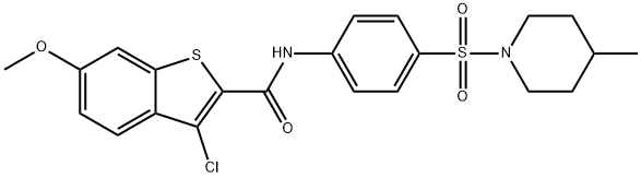 3-chloro-6-methoxy-N-{4-[(4-methylpiperidin-1-yl)sulfonyl]phenyl}-1-benzothiophene-2-carboxamide Struktur