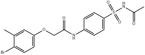 N-{4-[(acetylamino)sulfonyl]phenyl}-2-(4-bromo-3-methylphenoxy)acetamide Struktur