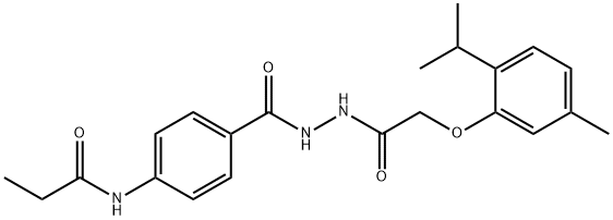 N-[4-({2-[(2-isopropyl-5-methylphenoxy)acetyl]hydrazino}carbonyl)phenyl]propanamide Struktur