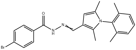 4-bromo-N'-{[1-(2,6-dimethylphenyl)-2,5-dimethyl-1H-pyrrol-3-yl]methylene}benzohydrazide Struktur