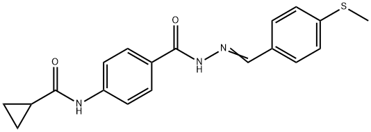 N-[4-({2-[4-(methylsulfanyl)benzylidene]hydrazino}carbonyl)phenyl]cyclopropanecarboxamide Struktur