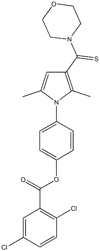 4-[2,5-dimethyl-3-(4-morpholinylcarbothioyl)-1H-pyrrol-1-yl]phenyl 2,5-dichlorobenzoate Struktur