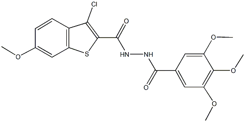 3-chloro-6-methoxy-N'-(3,4,5-trimethoxybenzoyl)-1-benzothiophene-2-carbohydrazide Struktur