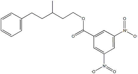 3-methyl-5-phenylpentyl 3,5-bisnitrobenzoate Struktur