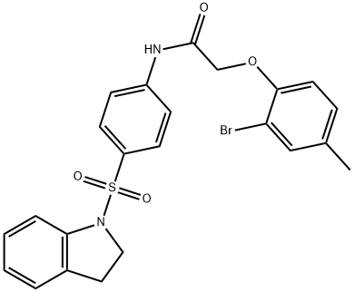 2-(2-bromo-4-methylphenoxy)-N-[4-(2,3-dihydro-1H-indol-1-ylsulfonyl)phenyl]acetamide Struktur