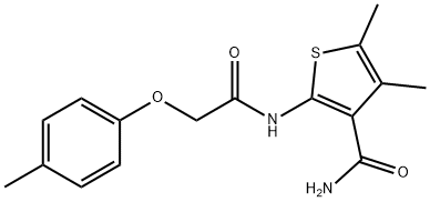 4,5-dimethyl-2-{[(4-methylphenoxy)acetyl]amino}thiophene-3-carboxamide Struktur