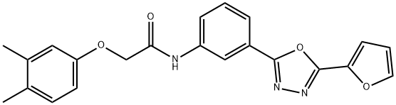 2-(3,4-dimethylphenoxy)-N-{3-[5-(2-furyl)-1,3,4-oxadiazol-2-yl]phenyl}acetamide Struktur