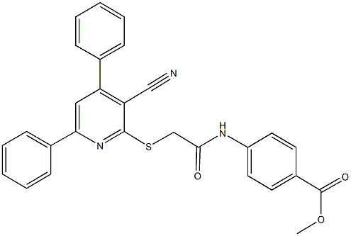 methyl 4-({[(3-cyano-4,6-diphenyl-2-pyridinyl)sulfanyl]acetyl}amino)benzoate Struktur