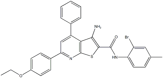 3-amino-N-(2-bromo-4-methylphenyl)-6-(4-ethoxyphenyl)-4-phenylthieno[2,3-b]pyridine-2-carboxamide Struktur