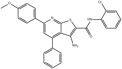 3-amino-N-(2-chlorophenyl)-6-(4-methoxyphenyl)-4-phenylthieno[2,3-b]pyridine-2-carboxamide Struktur