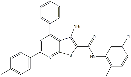 3-amino-N-(5-chloro-2-methylphenyl)-6-(4-methylphenyl)-4-phenylthieno[2,3-b]pyridine-2-carboxamide Struktur