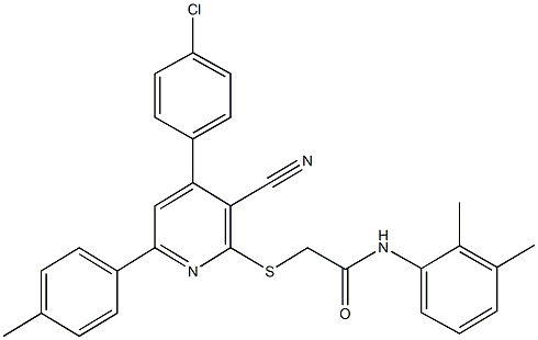 2-{[4-(4-chlorophenyl)-3-cyano-6-(4-methylphenyl)-2-pyridinyl]sulfanyl}-N-(2,3-dimethylphenyl)acetamide Struktur