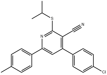 4-(4-chlorophenyl)-2-(isopropylsulfanyl)-6-(4-methylphenyl)nicotinonitrile Struktur