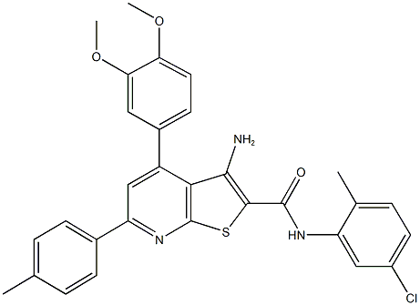 3-amino-N-(5-chloro-2-methylphenyl)-4-(3,4-dimethoxyphenyl)-6-(4-methylphenyl)thieno[2,3-b]pyridine-2-carboxamide Struktur