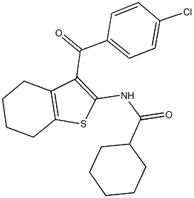 N-[3-(4-chlorobenzoyl)-4,5,6,7-tetrahydro-1-benzothien-2-yl]cyclohexanecarboxamide Struktur