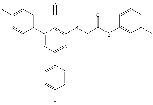 2-{[6-(4-chlorophenyl)-3-cyano-4-(4-methylphenyl)-2-pyridinyl]sulfanyl}-N-(3-methylphenyl)acetamide Struktur