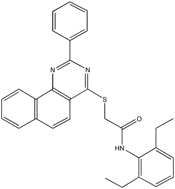 N-(2,6-diethylphenyl)-2-[(2-phenylbenzo[h]quinazolin-4-yl)sulfanyl]acetamide Struktur