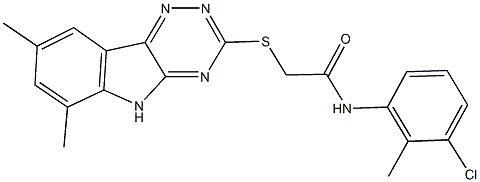 N-(3-chloro-2-methylphenyl)-2-[(6,8-dimethyl-5H-[1,2,4]triazino[5,6-b]indol-3-yl)sulfanyl]acetamide Struktur