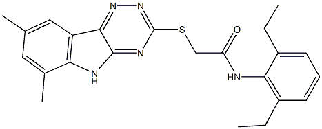 N-(2,6-diethylphenyl)-2-[(6,8-dimethyl-5H-[1,2,4]triazino[5,6-b]indol-3-yl)sulfanyl]acetamide Struktur