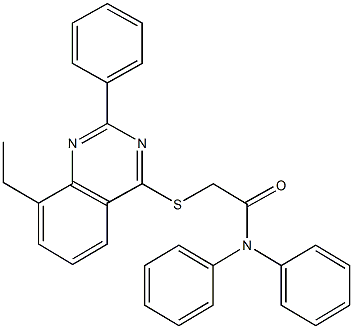 2-[(8-ethyl-2-phenyl-4-quinazolinyl)sulfanyl]-N,N-diphenylacetamide Struktur