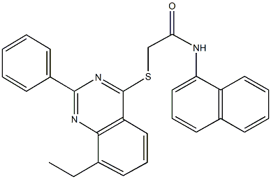 2-[(8-ethyl-2-phenyl-4-quinazolinyl)sulfanyl]-N-(1-naphthyl)acetamide Struktur