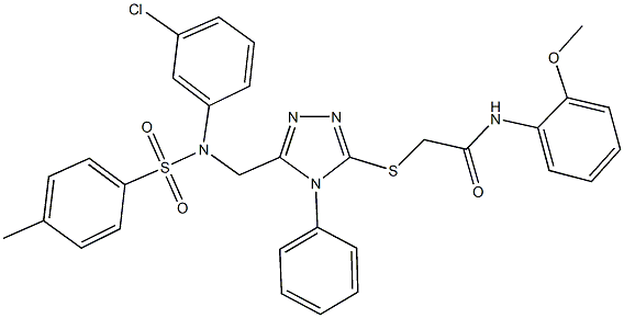 2-{[5-({3-chloro[(4-methylphenyl)sulfonyl]anilino}methyl)-4-phenyl-4H-1,2,4-triazol-3-yl]sulfanyl}-N-(2-methoxyphenyl)acetamide Struktur