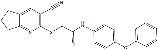 2-[(3-cyano-6,7-dihydro-5H-cyclopenta[b]pyridin-2-yl)sulfanyl]-N-(4-phenoxyphenyl)acetamide Struktur