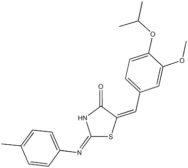 5-(4-isopropoxy-3-methoxybenzylidene)-2-[(4-methylphenyl)imino]-1,3-thiazolidin-4-one Struktur