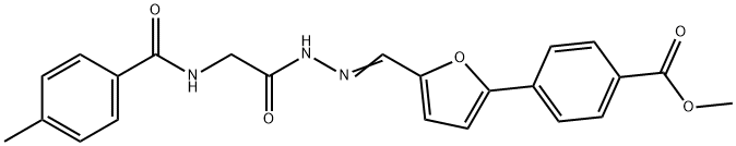 methyl 4-[5-(2-{[(4-methylbenzoyl)amino]acetyl}carbohydrazonoyl)-2-furyl]benzoate Struktur