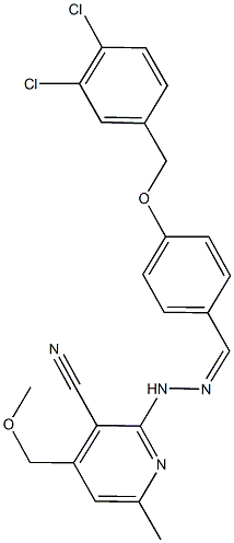 2-(2-{4-[(3,4-dichlorobenzyl)oxy]benzylidene}hydrazino)-4-(methoxymethyl)-6-methylnicotinonitrile Struktur