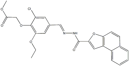 methyl {2-chloro-6-ethoxy-4-[2-(naphtho[2,1-b]furan-2-ylcarbonyl)carbohydrazonoyl]phenoxy}acetate Struktur