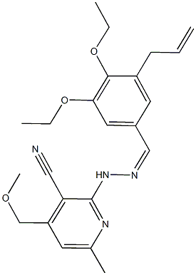 2-[2-(3-allyl-4,5-diethoxybenzylidene)hydrazino]-4-(methoxymethyl)-6-methylnicotinonitrile Struktur