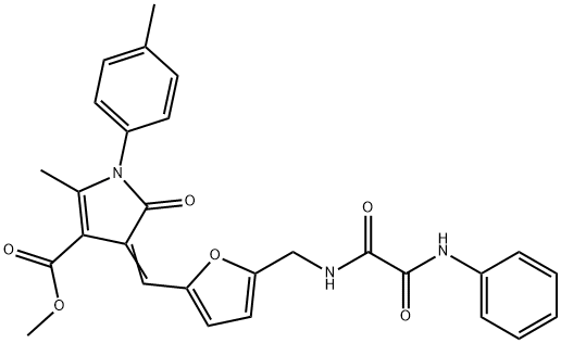 methyl 4-{[5-({[anilino(oxo)acetyl]amino}methyl)-2-furyl]methylene}-2-methyl-1-(4-methylphenyl)-5-oxo-4,5-dihydro-1H-pyrrole-3-carboxylate Struktur