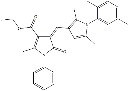 ethyl 4-{[1-(2,5-dimethylphenyl)-2,5-dimethyl-1H-pyrrol-3-yl]methylene}-2-methyl-5-oxo-1-phenyl-4,5-dihydro-1H-pyrrole-3-carboxylate Struktur