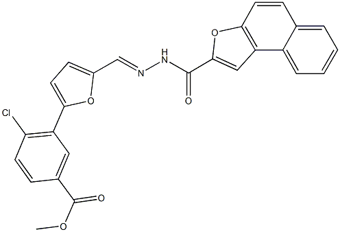 methyl 4-chloro-3-{5-[2-(naphtho[2,1-b]furan-2-ylcarbonyl)carbohydrazonoyl]-2-furyl}benzoate Struktur