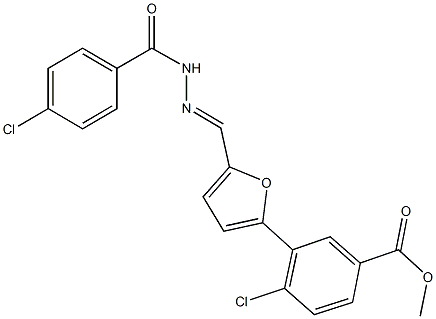 methyl 4-chloro-3-{5-[2-(4-chlorobenzoyl)carbohydrazonoyl]-2-furyl}benzoate Struktur