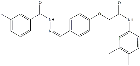 N-(3,4-dimethylphenyl)-2-{4-[2-(3-methylbenzoyl)carbohydrazonoyl]phenoxy}acetamide Struktur