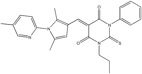 5-{[2,5-dimethyl-1-(5-methylpyridin-2-yl)-1H-pyrrol-3-yl]methylene}-1-phenyl-3-propyl-2-thioxodihydropyrimidine-4,6(1H,5H)-dione Struktur