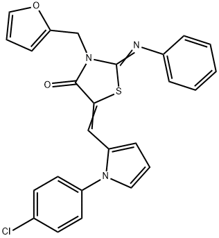 5-{[1-(4-chlorophenyl)-1H-pyrrol-2-yl]methylene}-3-(2-furylmethyl)-2-(phenylimino)-1,3-thiazolidin-4-one Struktur